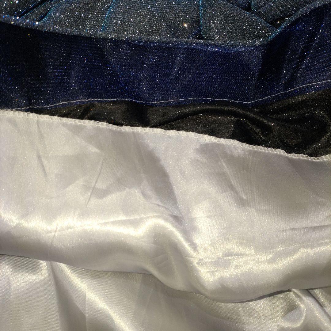 H-5 ダークブルー ビーズ＆光沢の有る総ラメ入装飾　 パーティドレス　カラオケ