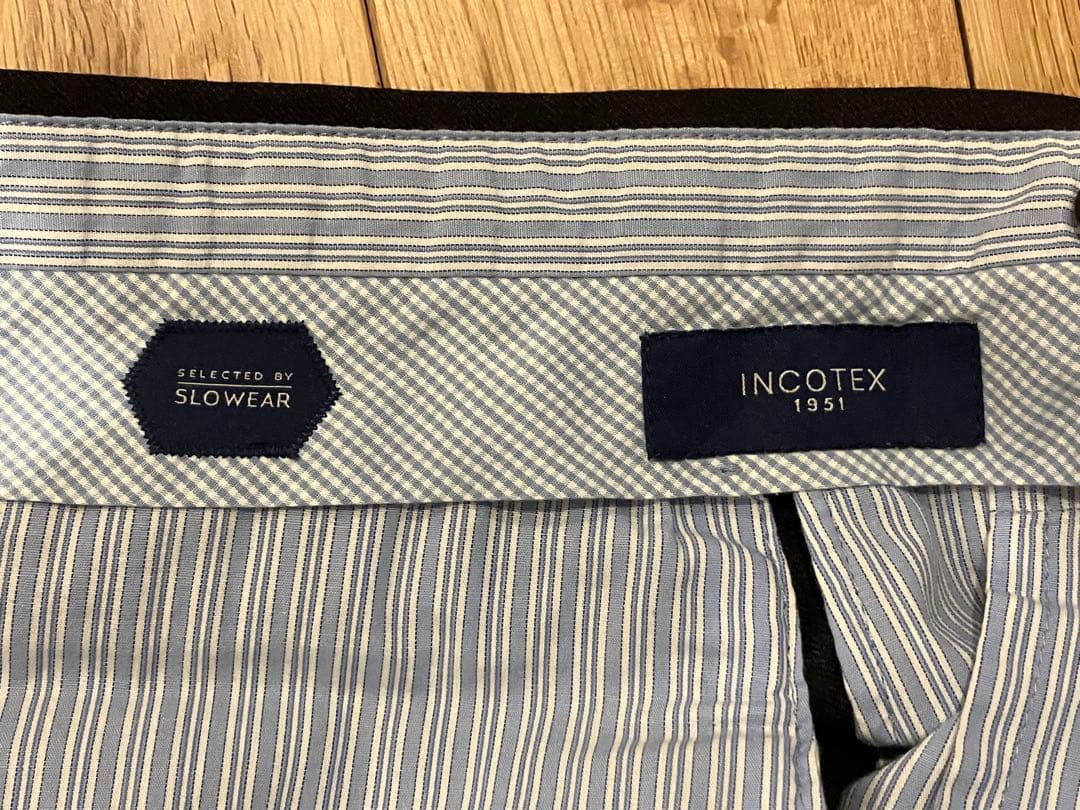 美品 INCOTEX SUPER100sウールスラックス チャコールグレー 46
