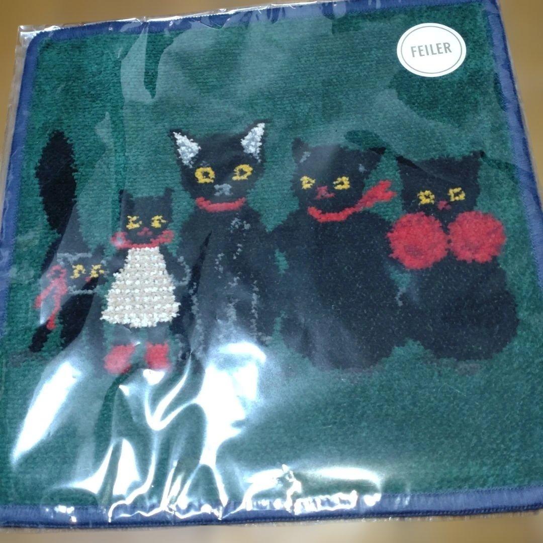 フェイラー　コスメキッチン　コラボ　くらはしれい くろねこ　ハンカチ