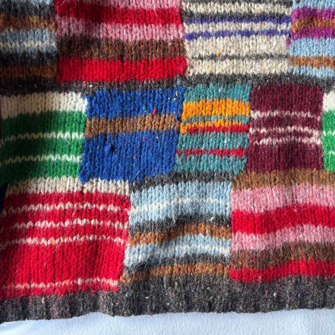 トップス 90s J.CREW patchwork hand knit
