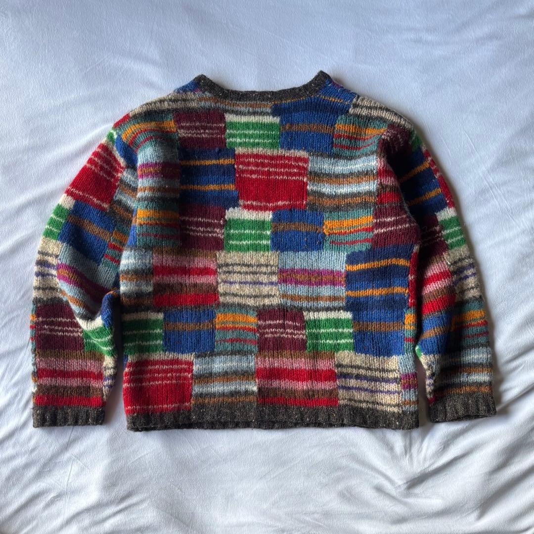 トップス 90s J.CREW patchwork hand knit