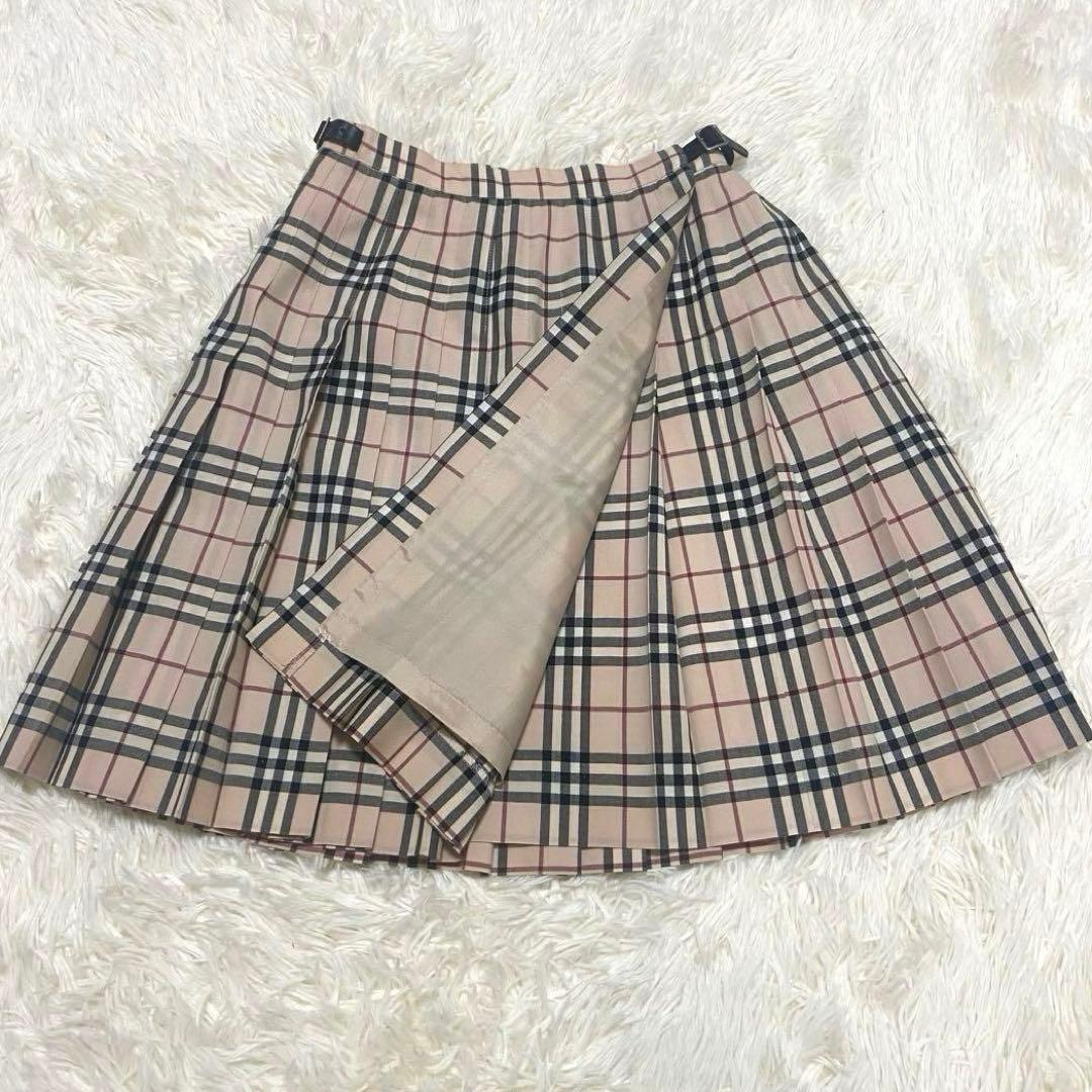 バーバリー ラップスカート プリーツ ノバチェック ベージュ ベルト S 160