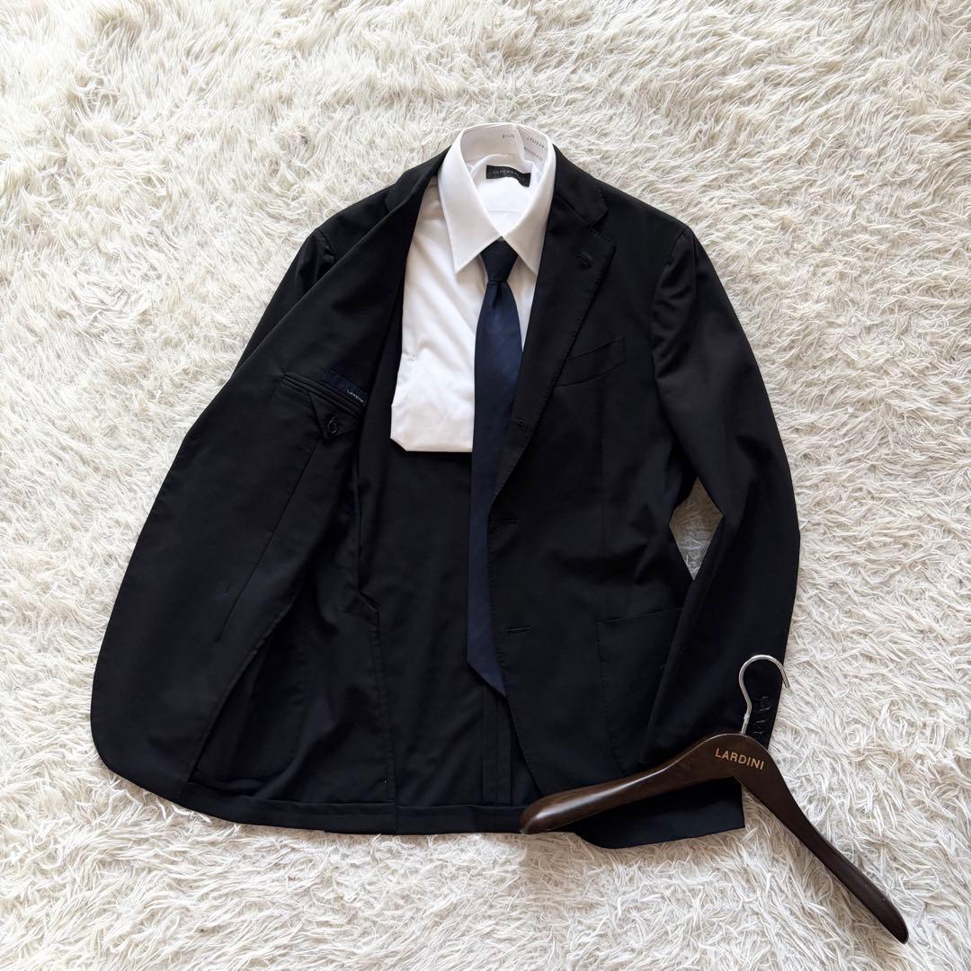 <美品>LARDINI ブラック ウール ジャケット サイズ46