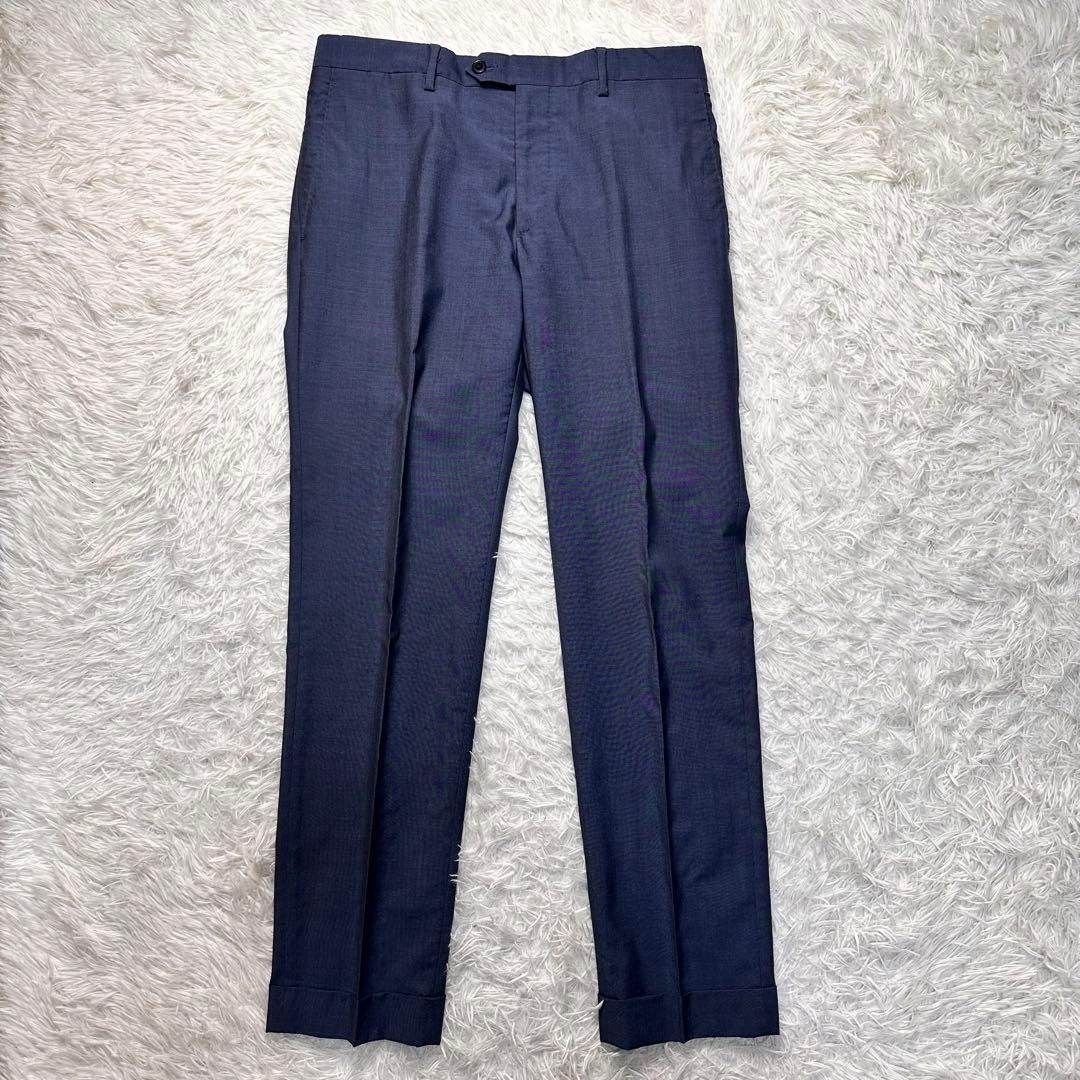 美品 ラルディーニ ブートニエール セットアップ ネイビー ウール100% 46