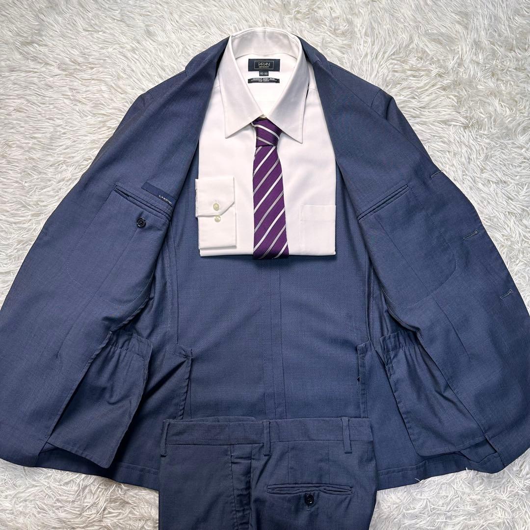 美品 ラルディーニ ブートニエール セットアップ ネイビー ウール100% 46
