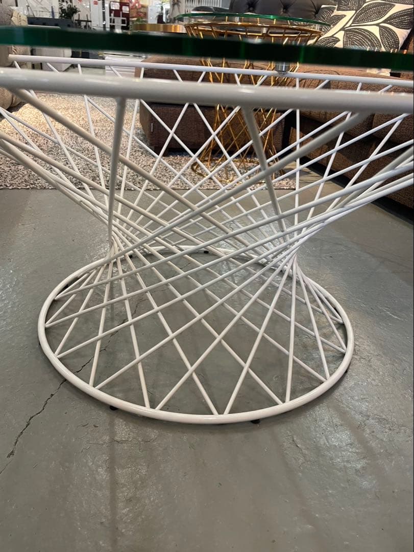 Francfranc マーリア コーヒーテーブル クリア×ホワイト（φ800）