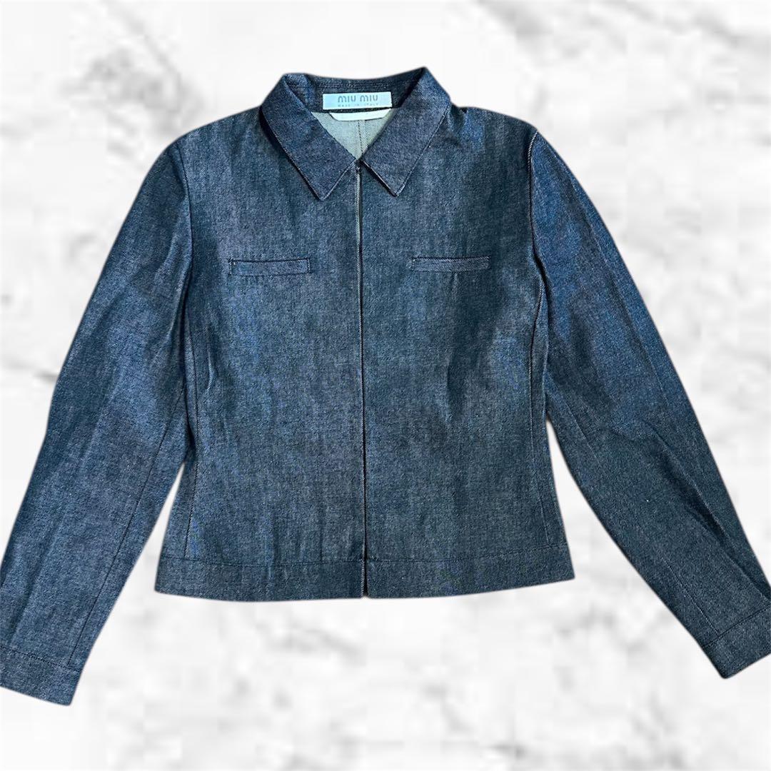 【MIU MIU】 90sアーカイブダークデニムジャケット フック