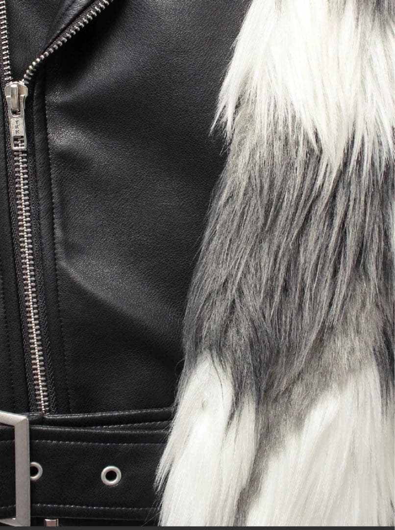 ラスト1点！GYDA レイヤードエコファーライダースジャケット　ミックス