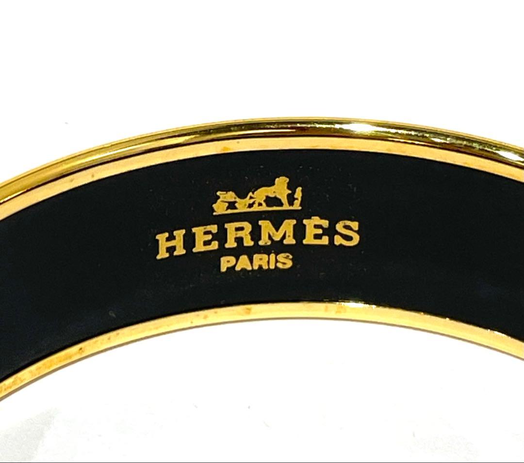 △HERMES エマイユ GM バングル 七宝焼き ゴールドカラー 馬柄