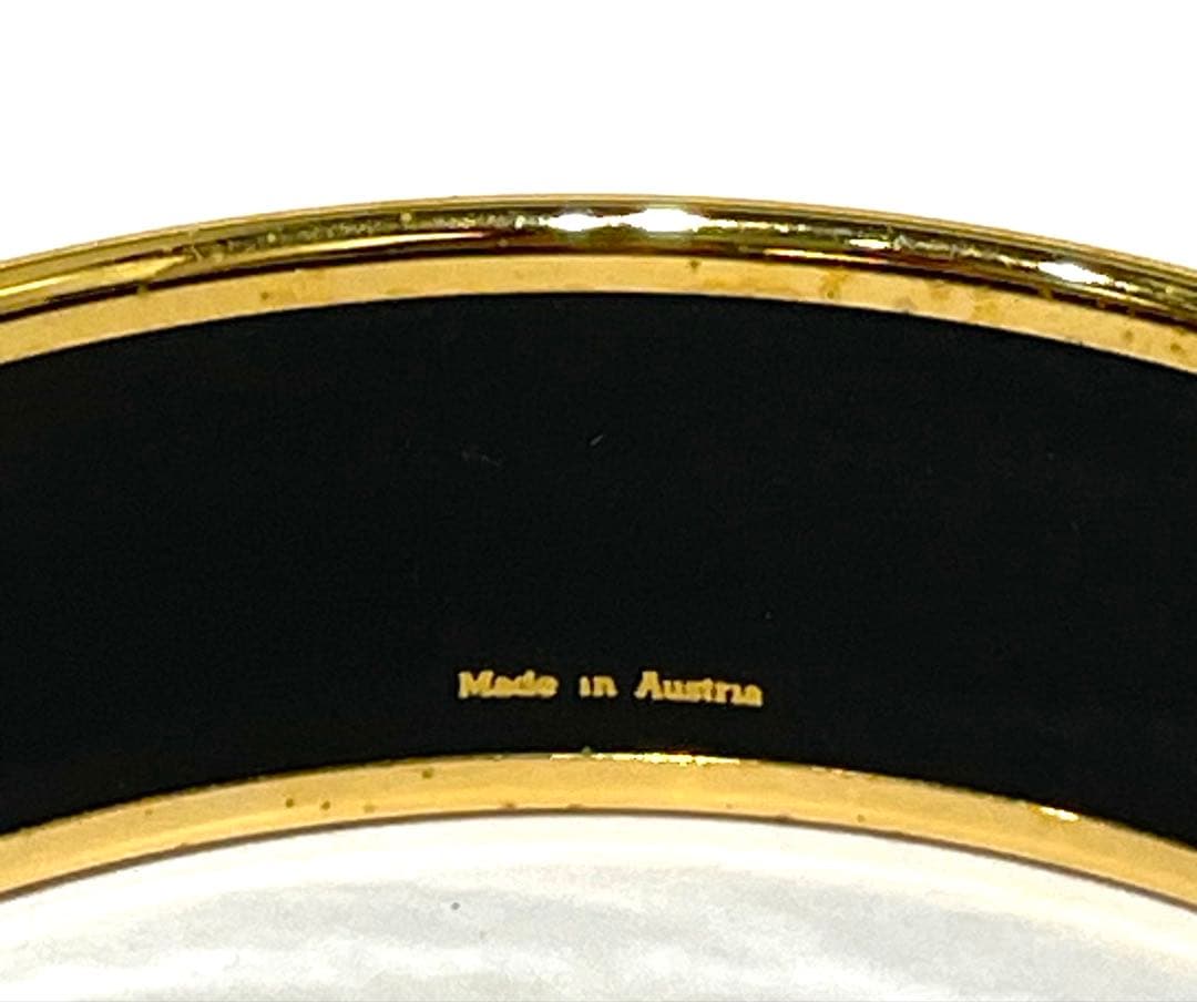 △HERMES エマイユ GM バングル 七宝焼き ゴールドカラー 馬柄