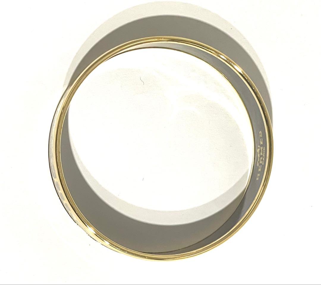 △HERMES エマイユ GM バングル 七宝焼き ゴールドカラー 馬柄