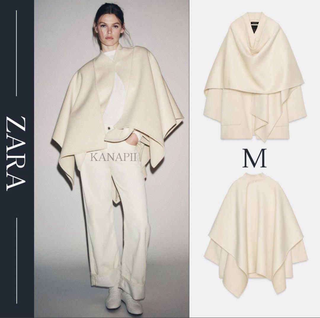 ZARA ZW COLLECTION ウールケープコート M エクリュ