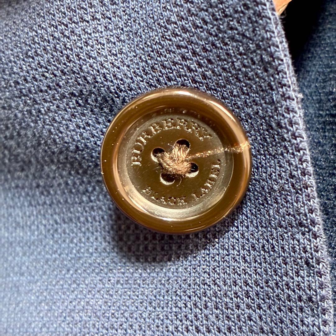 バーバリーブラックレーベル テーラードジャケット 鹿の子 ノバチェック 紺色 L