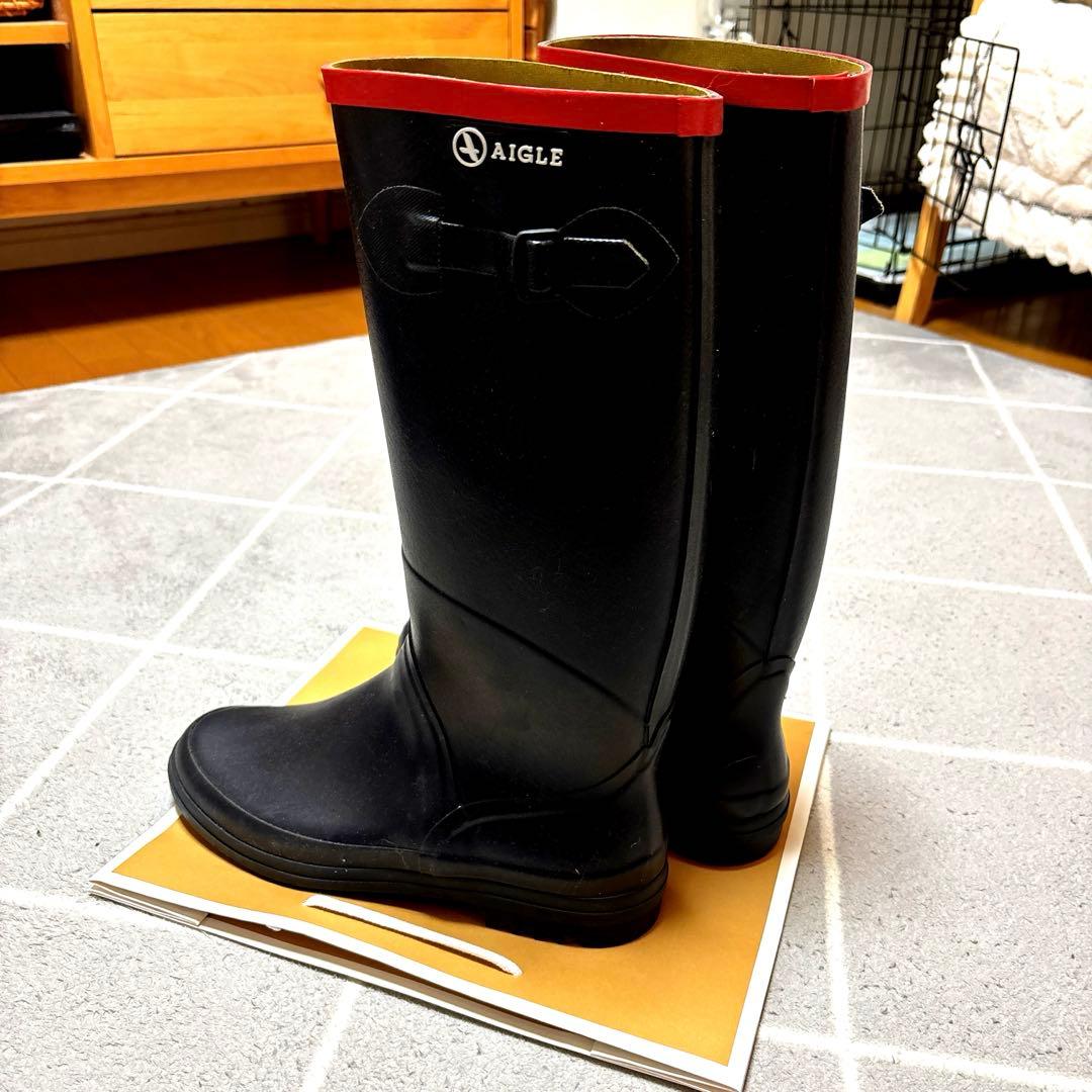 極美品AIGLE 長靴 ネイビー　40サイズ　お値下げしました