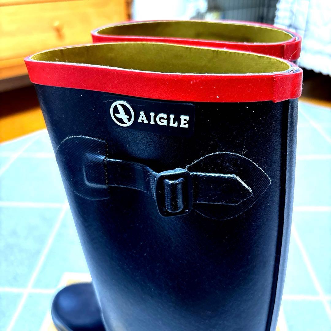 極美品AIGLE 長靴 ネイビー　40サイズ　お値下げしました