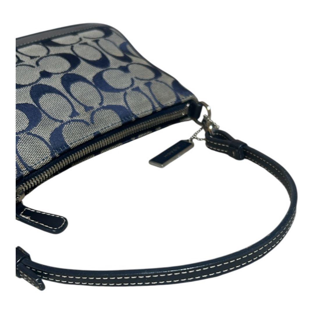 【美品】COACH コーチ 6094アクセサリーポーチ ネイビー　メタルチャーム
