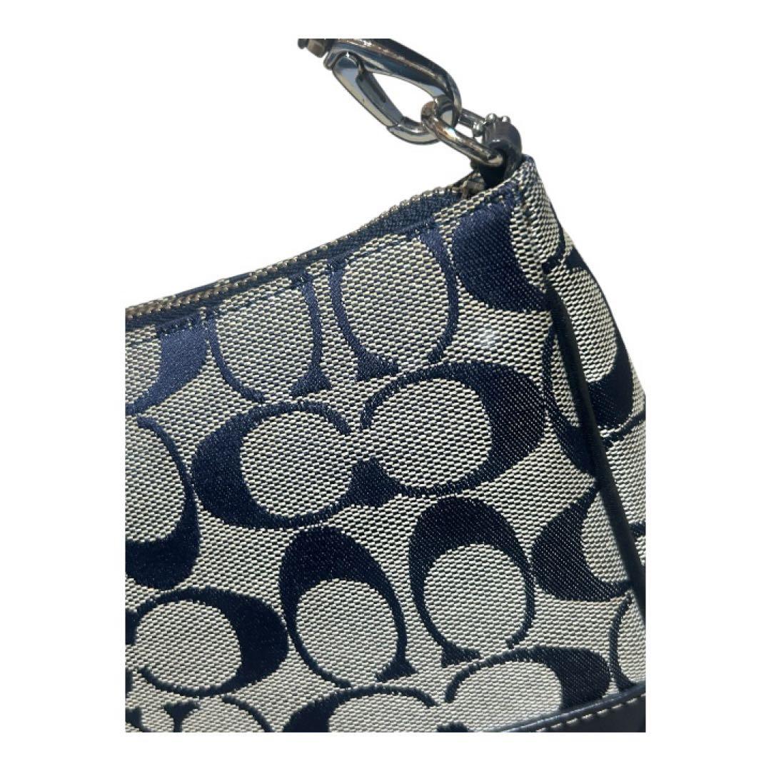 【美品】COACH コーチ 6094アクセサリーポーチ ネイビー　メタルチャーム