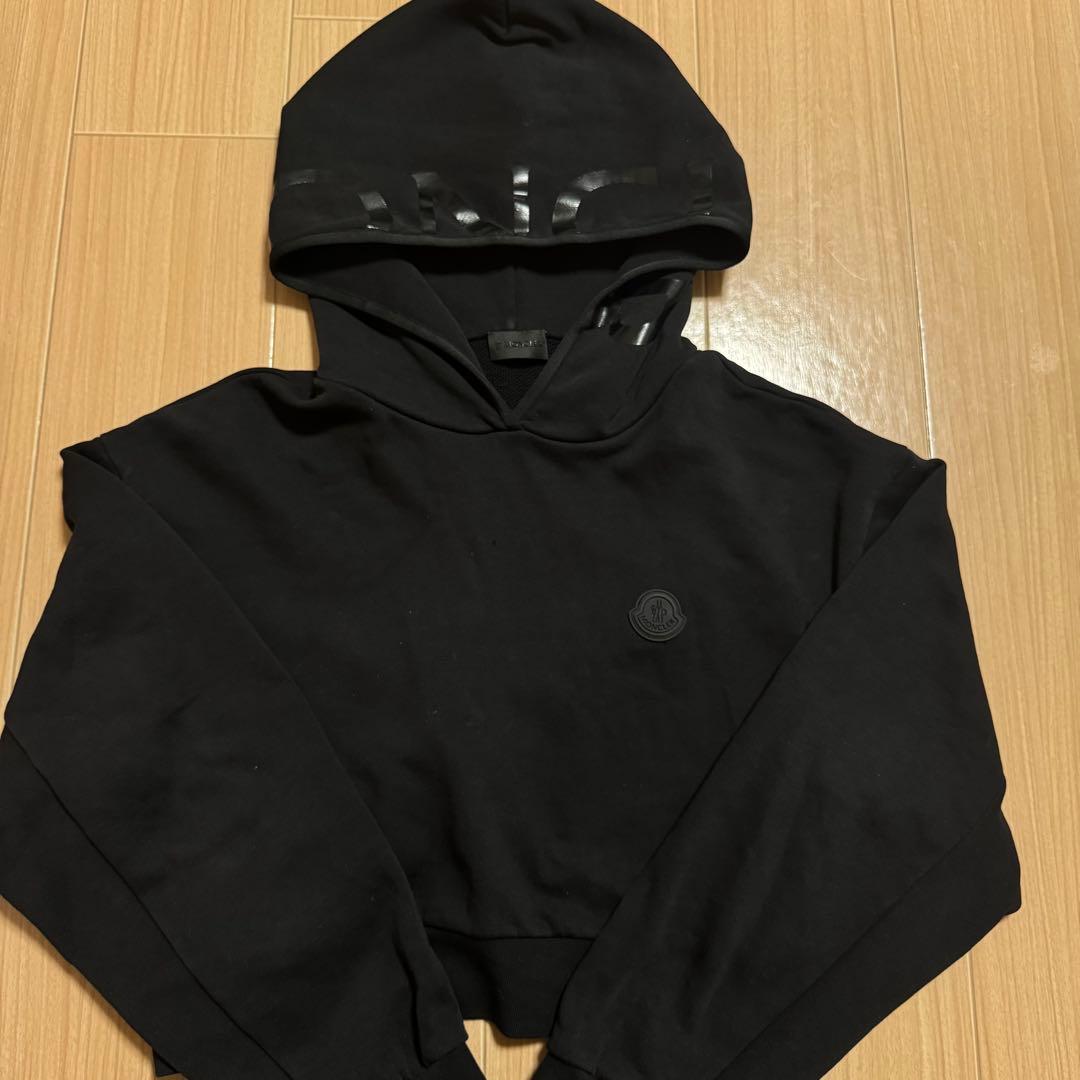 MONCLERモンクレール ショートフーディ パーカー 黒 Sスウェットパーカー