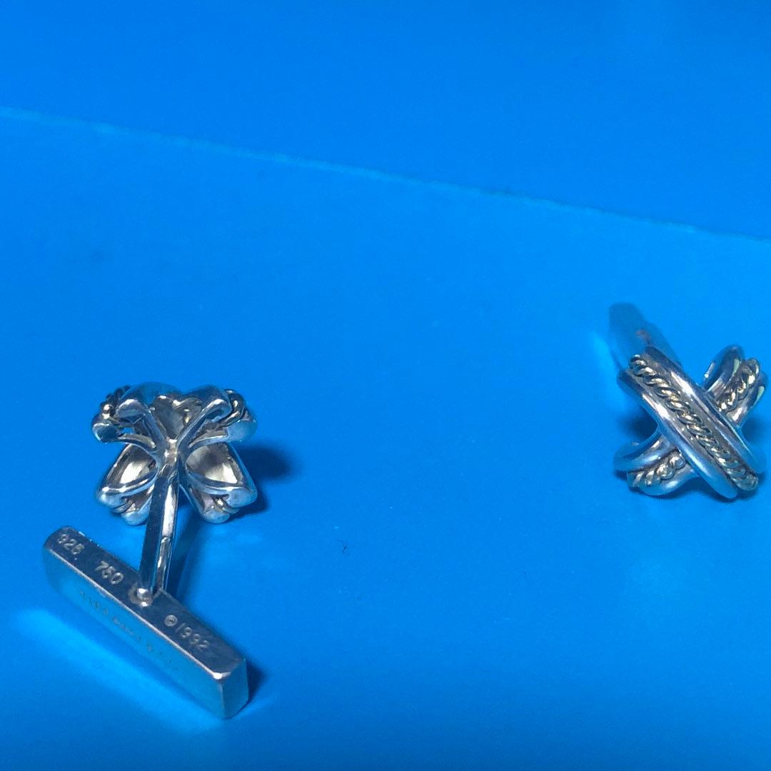 ティファニー　カフス　シグネチャー　コンビ　シルバー　ゴールド