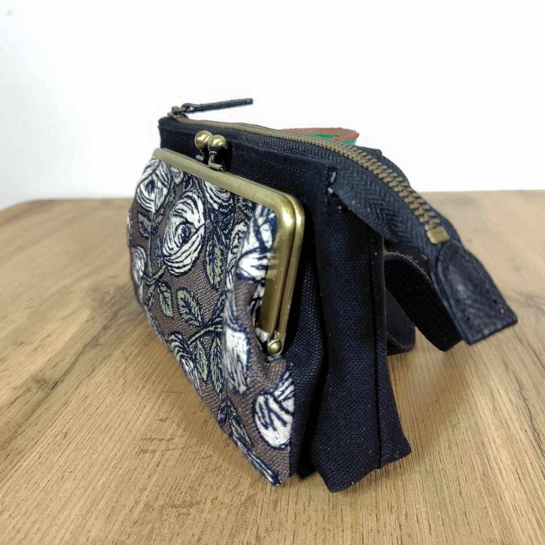 ミナペルホネン/rosyロージィーブラウン/がま口お財布ポシェットmina