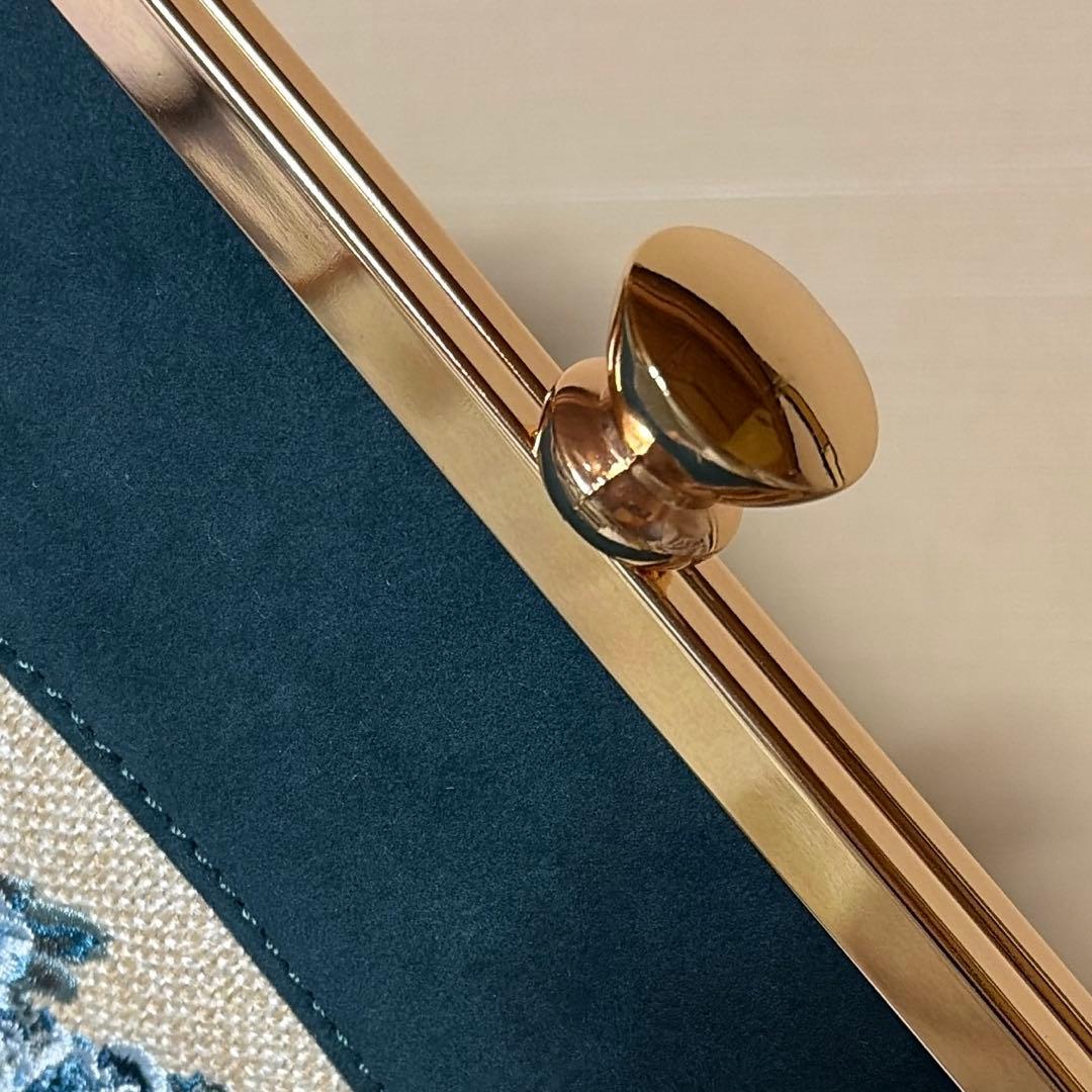 フレームローズ刺繍クロップドがま口バッグ アンアナザーアンジェラス フィント