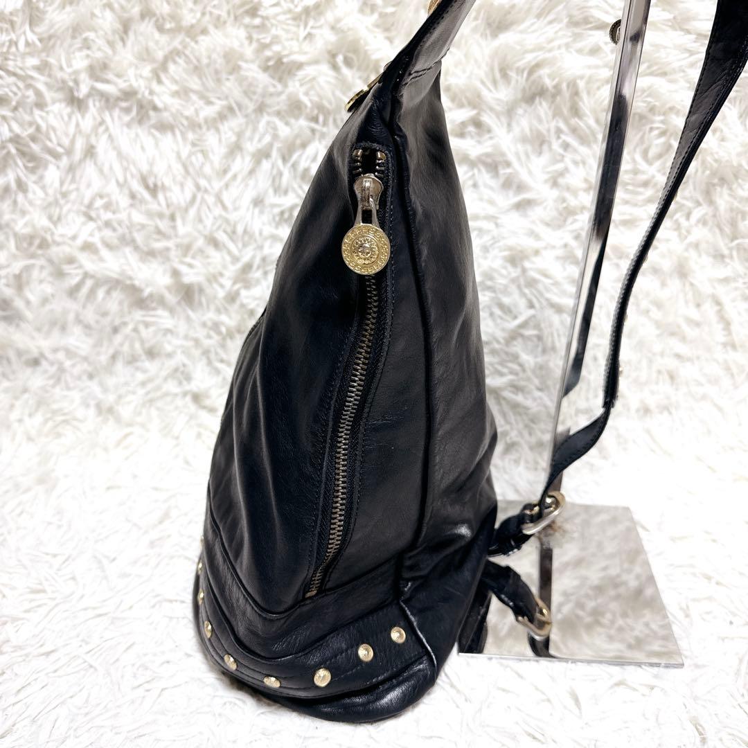 VERSACE リュック　レザー ショルダーバッグ　サンバースト　メデューサ　黒