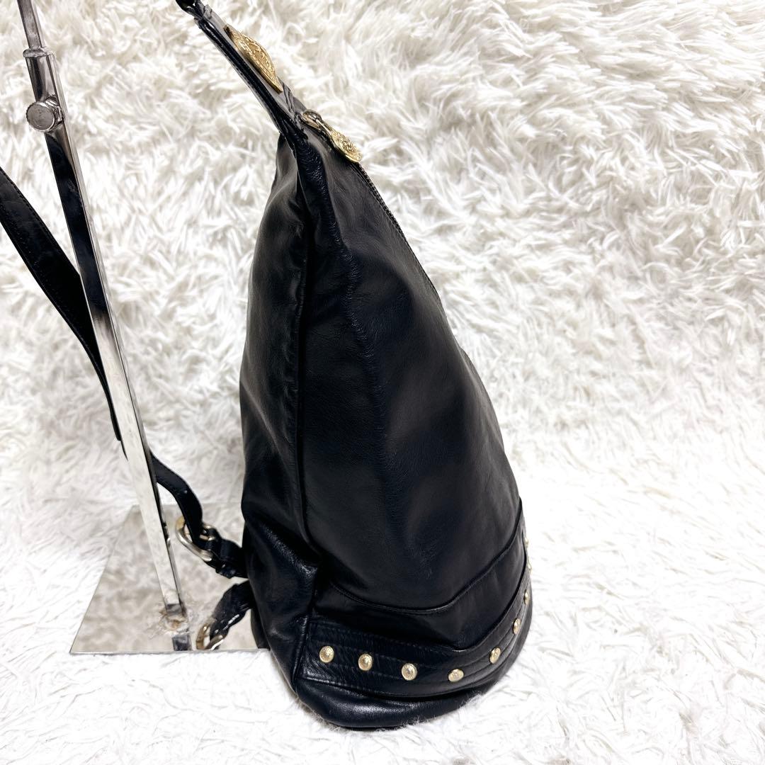VERSACE リュック　レザー ショルダーバッグ　サンバースト　メデューサ　黒