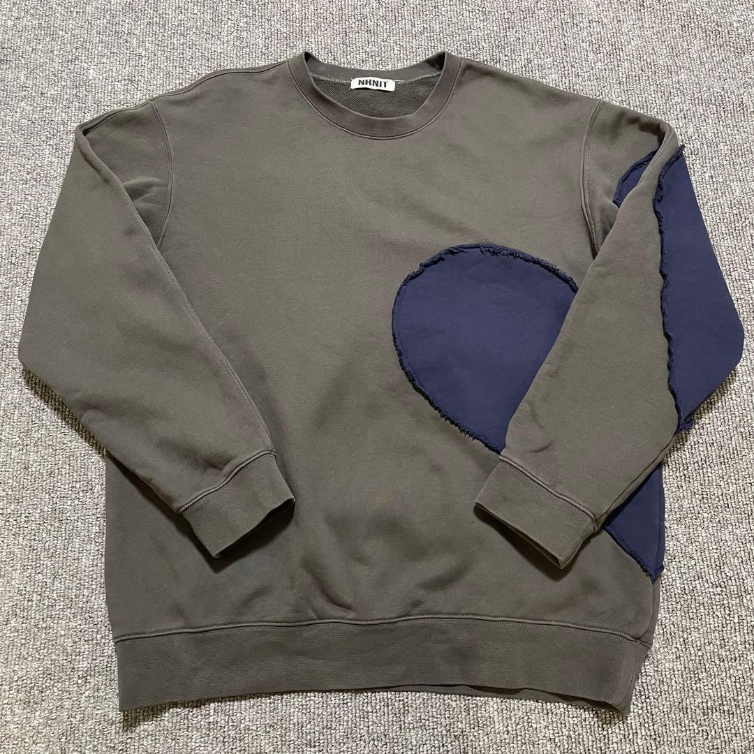 【美品】NKNIT ♡pattern pullover sweat カーキグレー