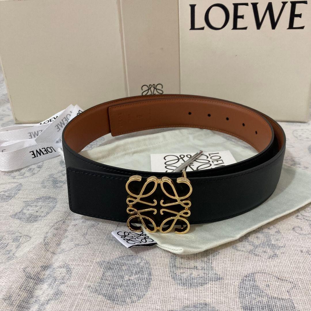 LOEWE アナグラム ベルト 90 ブラック×ブラウン