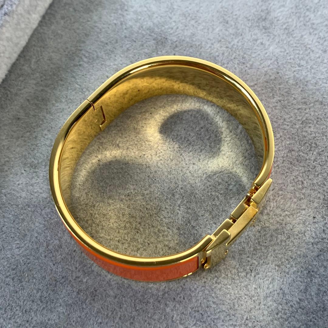【美品】HERMES オレンジ \"H\"金具のブレスレット　希少
