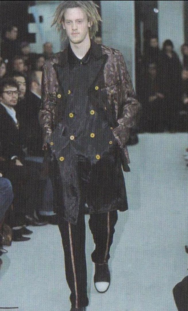 コムデギャルソンオムプリュス　aw 茶ラインほつれ加工スラックス