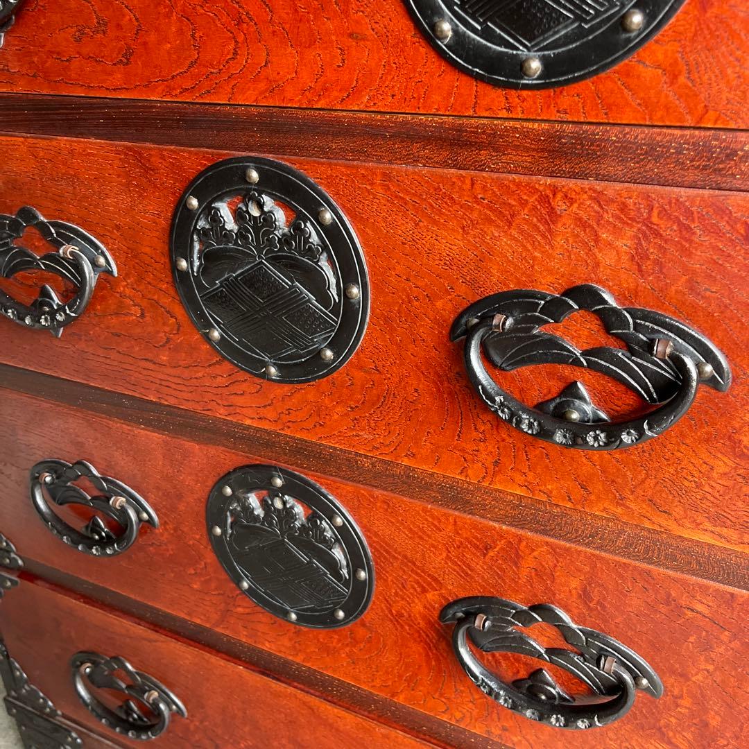 岩屋堂箪笥　桜木作　伝統工芸品 欅材 和家具 民藝 金具 8杯