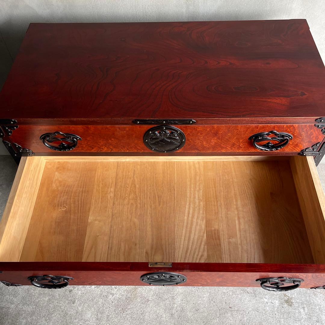 岩屋堂箪笥　桜木作　伝統工芸品 欅材 和家具 民藝 金具 8杯