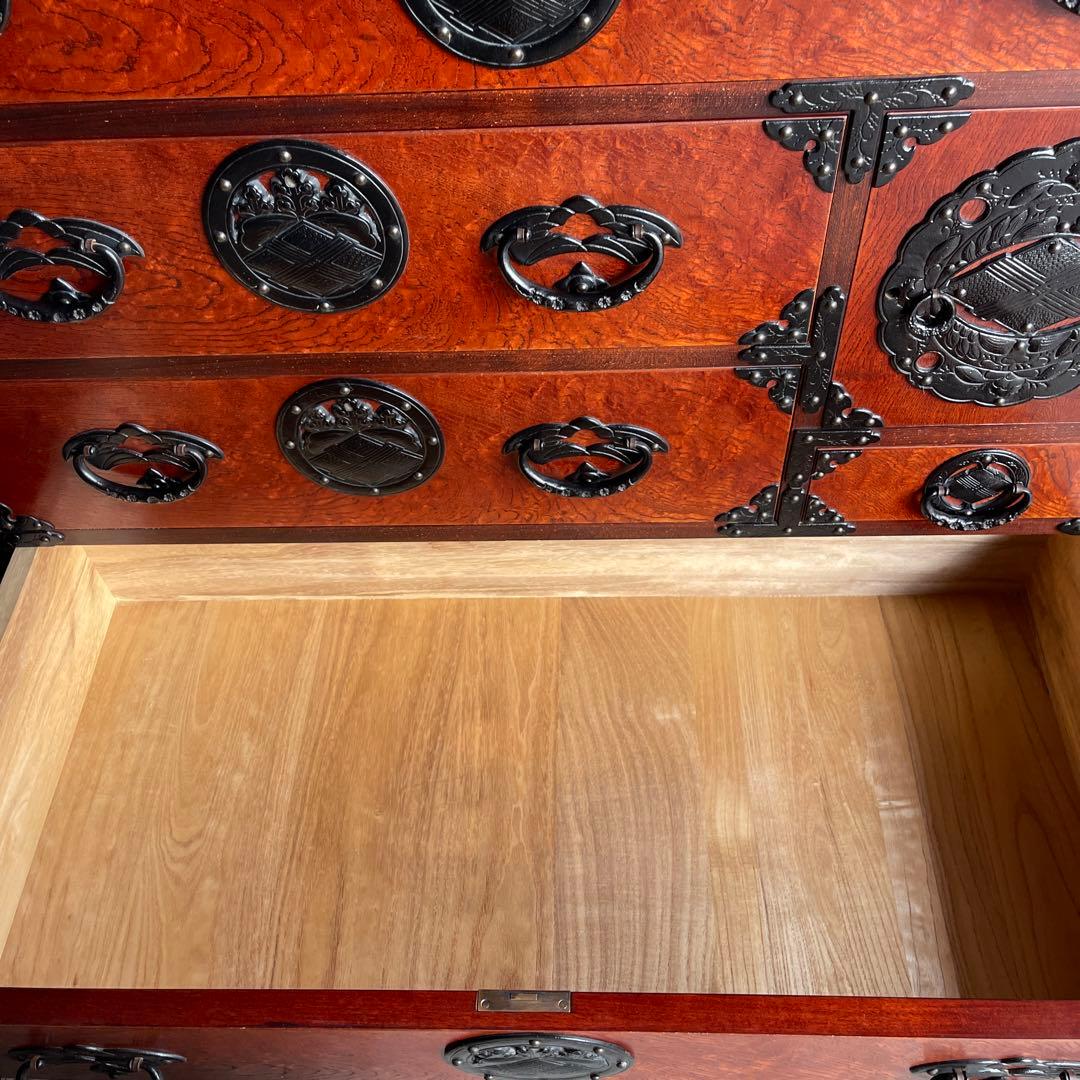 岩屋堂箪笥　桜木作　伝統工芸品 欅材 和家具 民藝 金具 8杯