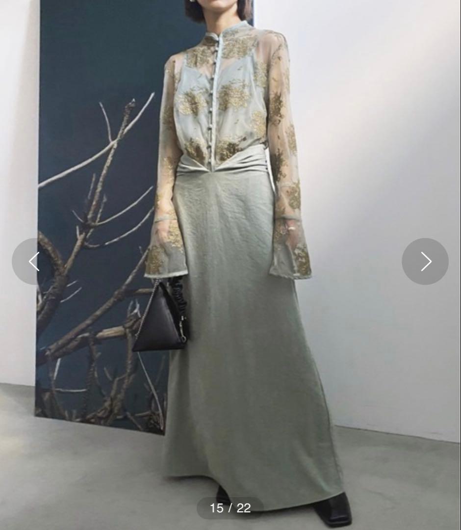 2日間限定特価！AmeriVINTAGE FLOWER DRESS M セージ