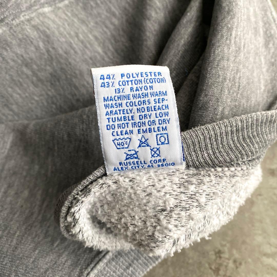 神シルエット無双カラー80s90sラッセル前V無地スウェットUSAX製Lグレー