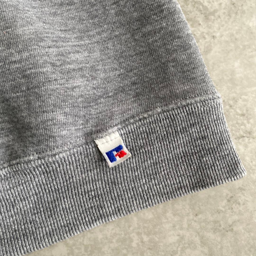 神シルエット無双カラー80s90sラッセル前V無地スウェットUSAX製Lグレー