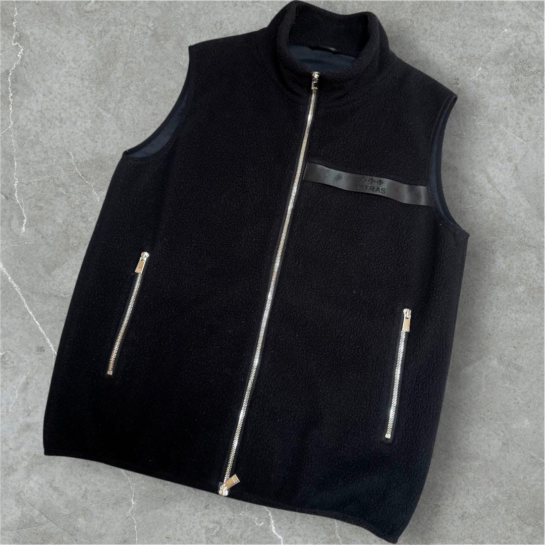 【美品】TATRAS DITAN 胸ロゴ ボアフリースベスト Lサイズ ブラック