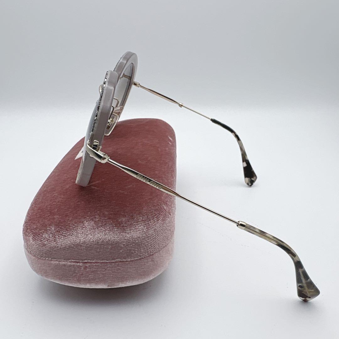 完売品✨MIUMIU サングラス　ラウンド型　ビジュー　グリッター　マーブル柄