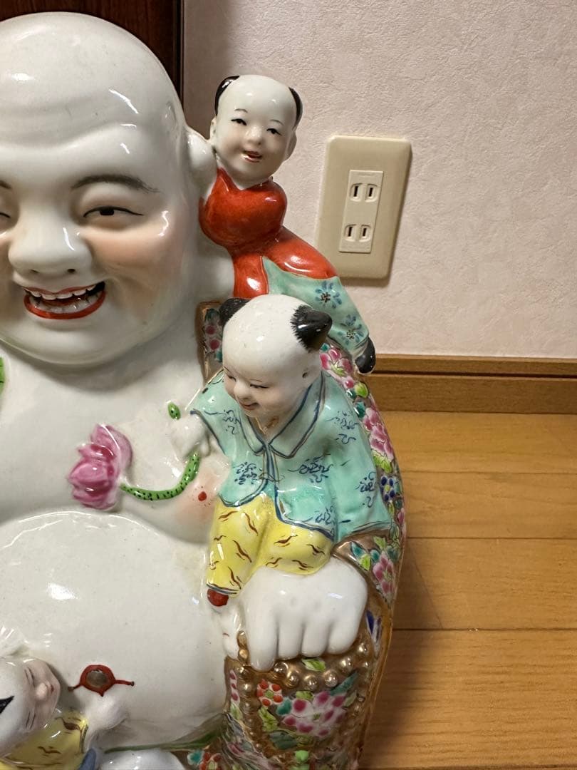 布袋像　五子登科　中国美術　陶器人形 アンティーク オブジェ 骨董品　縁起物