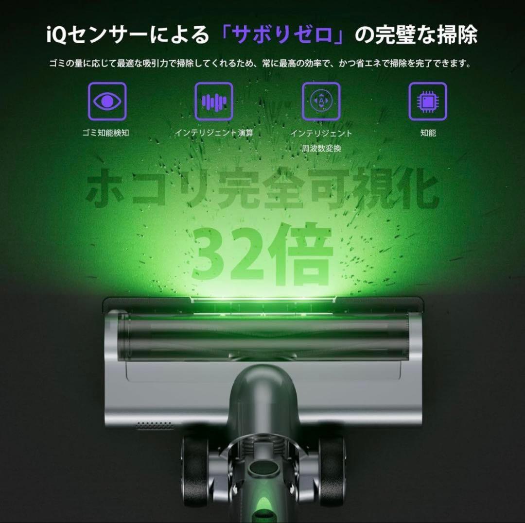 新品 最新 コードレス掃除機　強力吸引　LEDライト付 サイクロン式 パープル