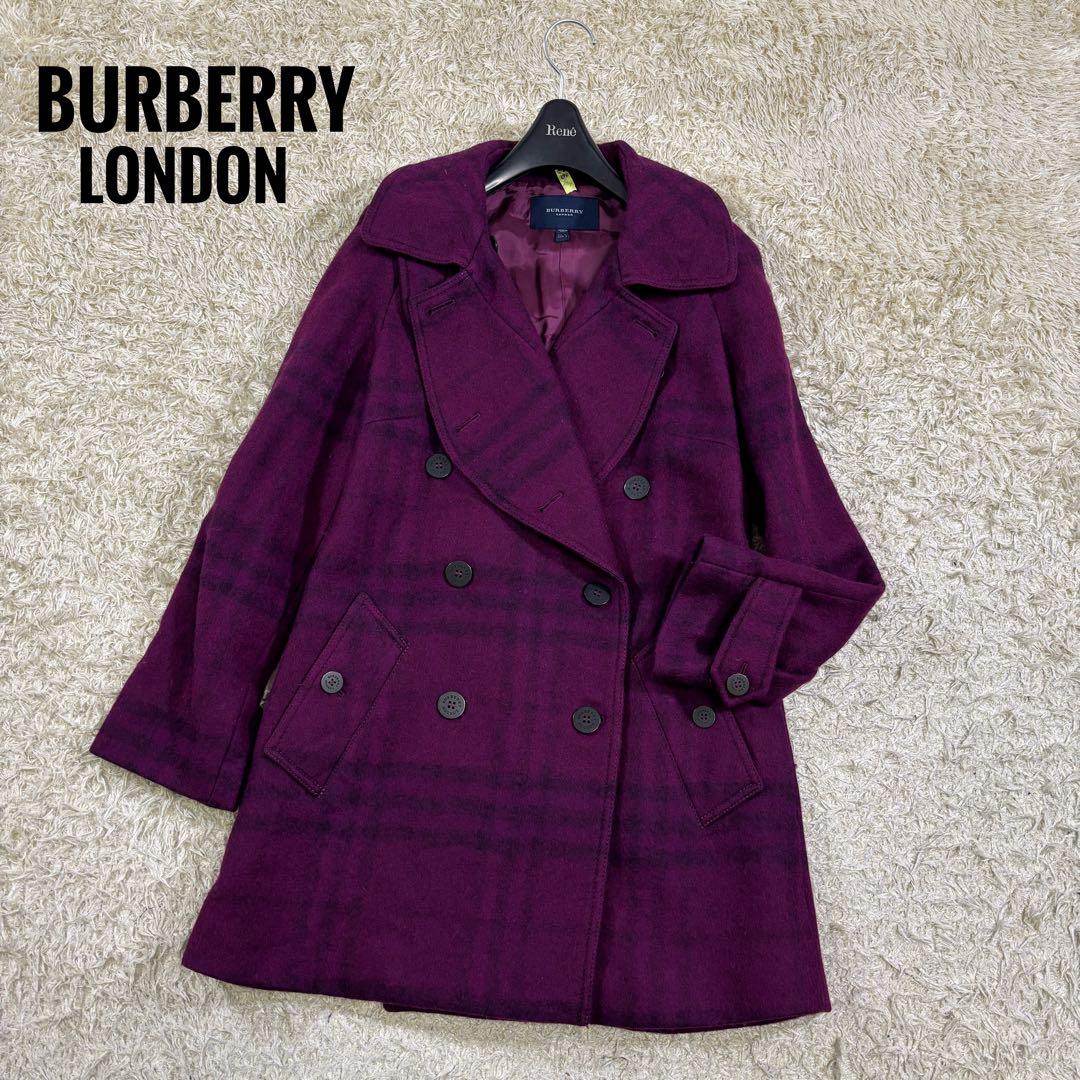 バーバリーロンドン　チェック柄　イタリア製　ウール　モヘヤ　ウール　コート