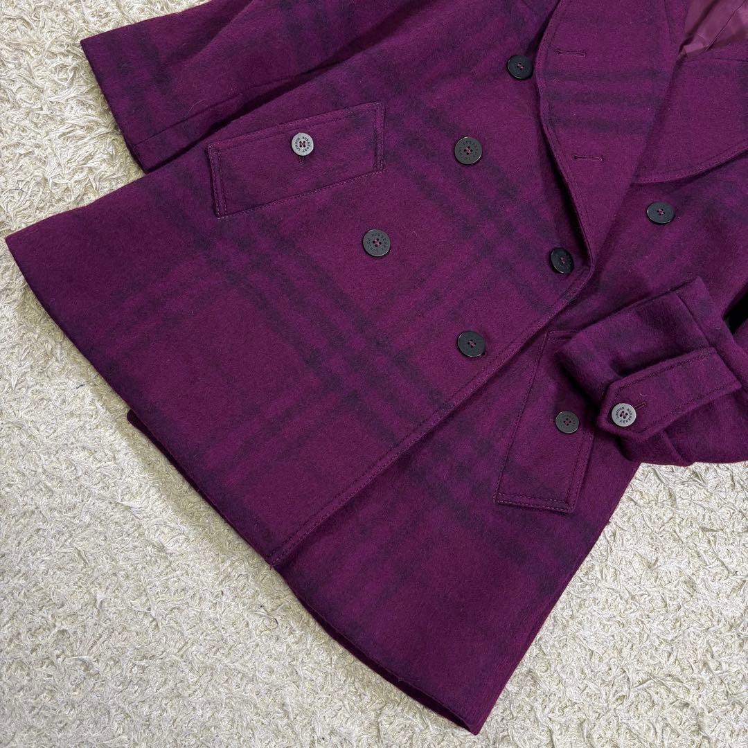 バーバリーロンドン　チェック柄　イタリア製　ウール　モヘヤ　ウール　コート