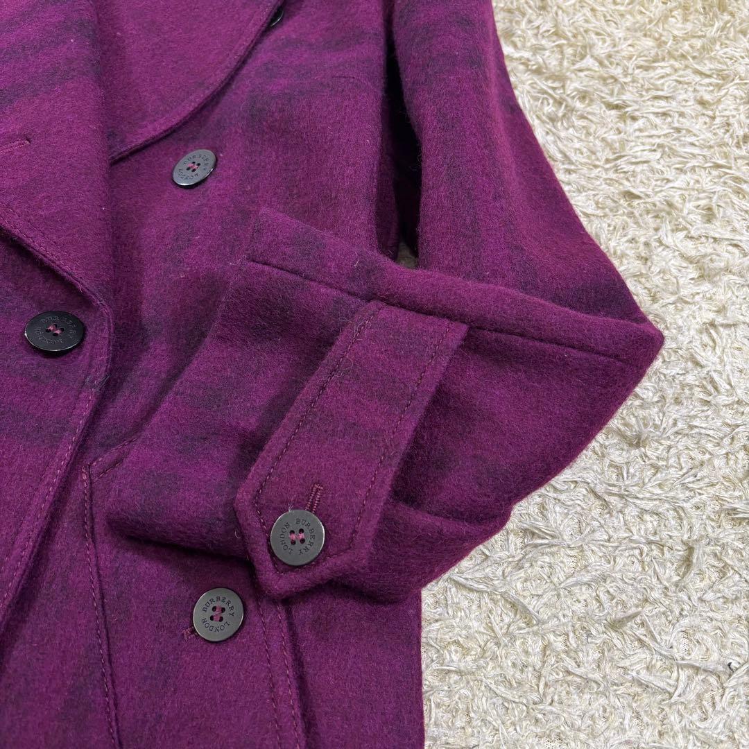 バーバリーロンドン　チェック柄　イタリア製　ウール　モヘヤ　ウール　コート