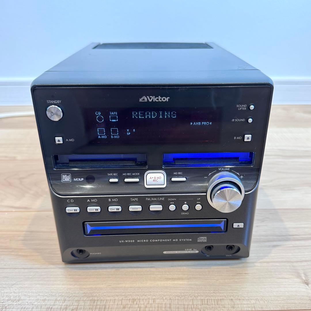 【希少】　Victor UX-W500 動作確認済　リモコン付属　MDコンポ