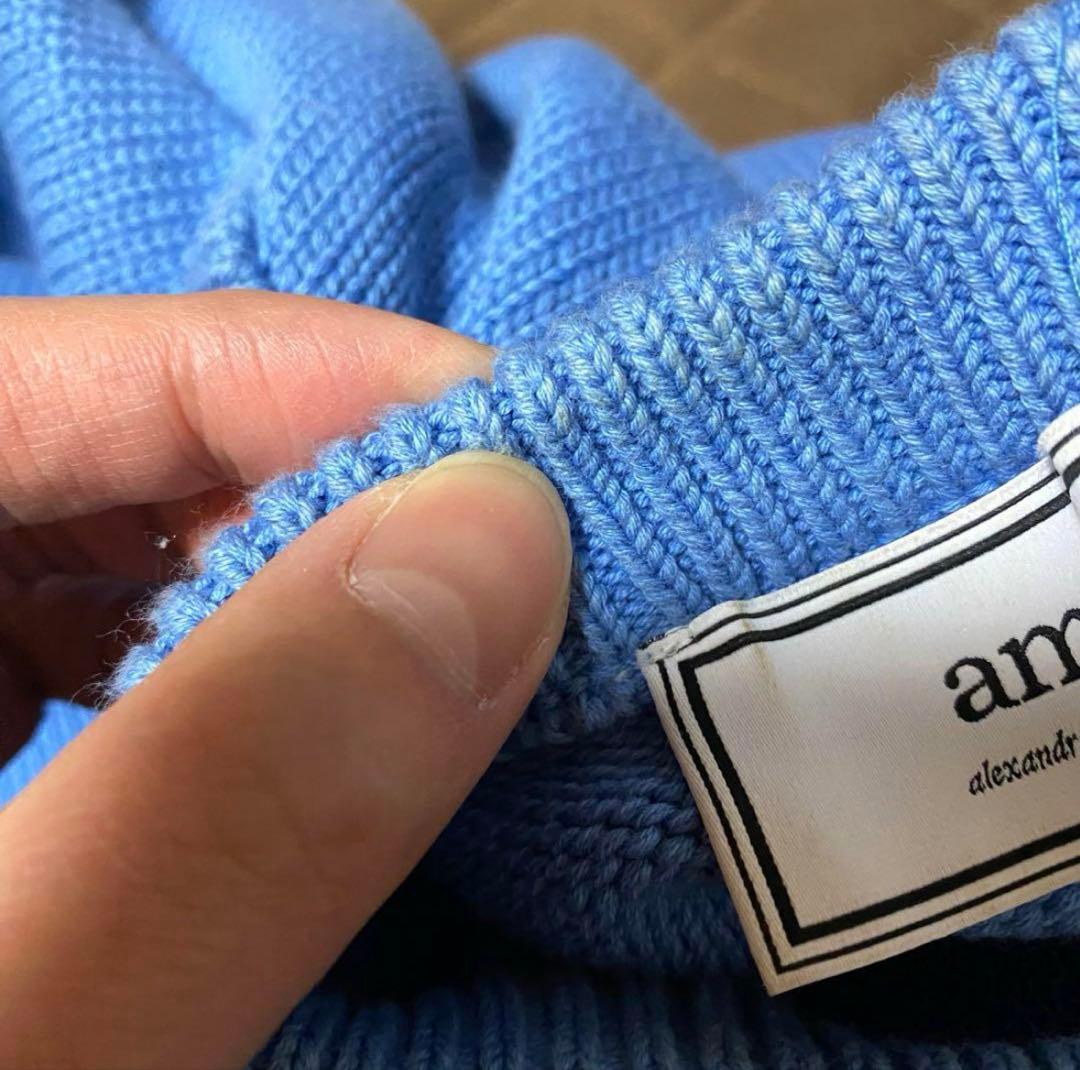 ami paris ブルー 水色　ニット　ハートロゴ