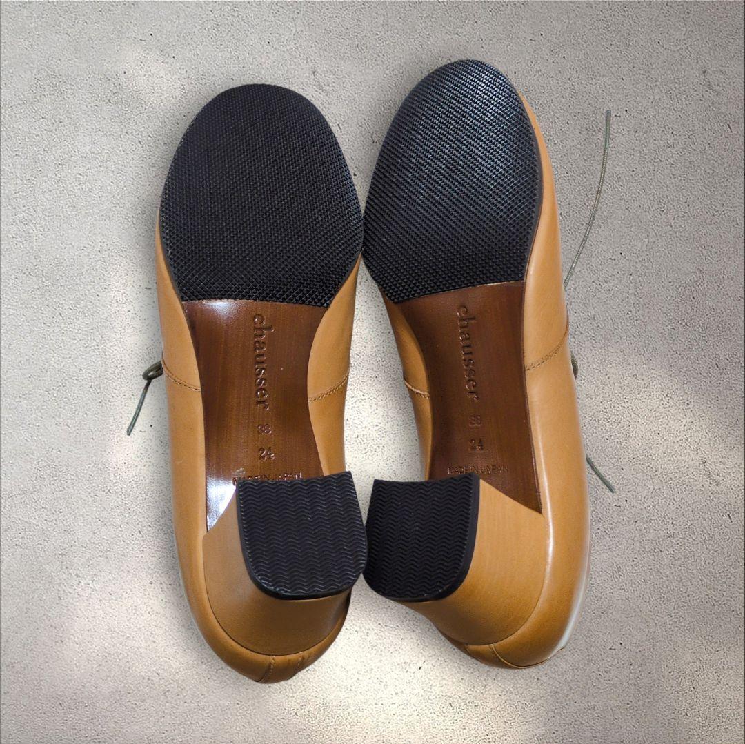 未使用☆chausser　ショセ　レースアップパンプス　レザーシューズ　日本製