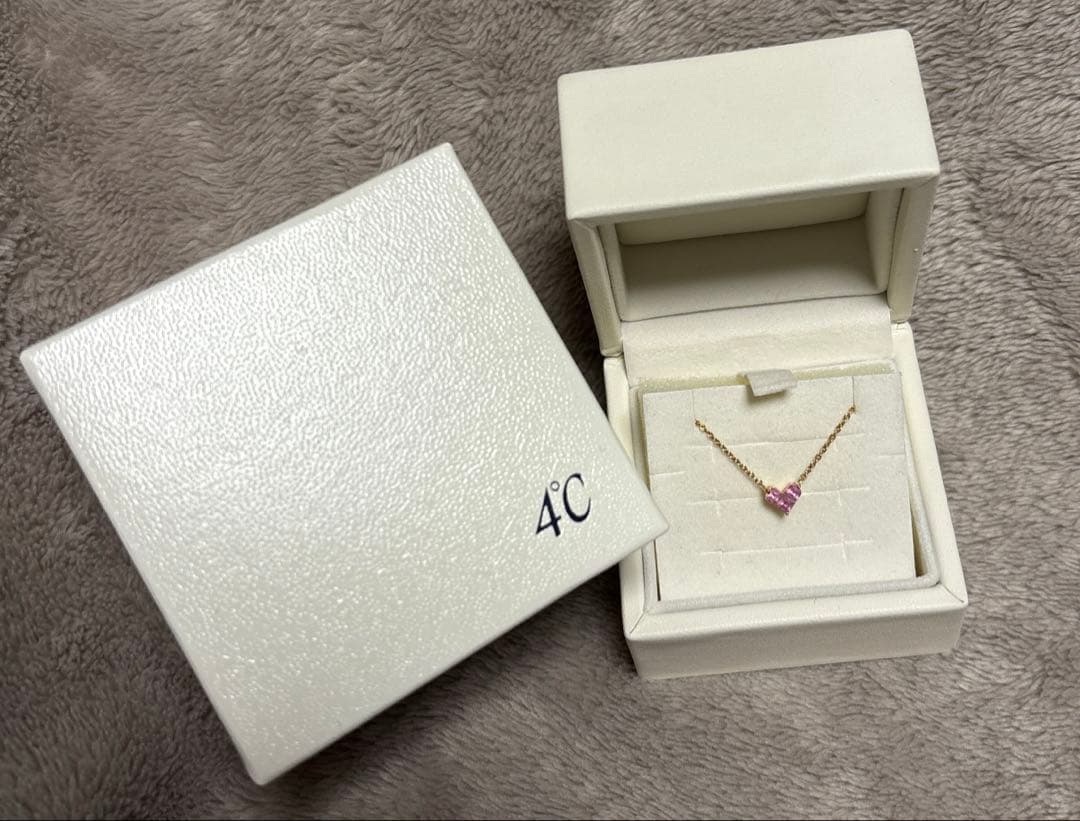 美品☆4℃ ピンクハートネックレス k18 0.26ct