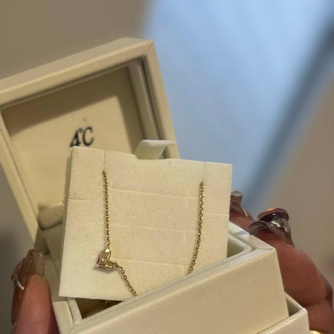 美品☆4℃ ピンクハートネックレス k18 0.26ct