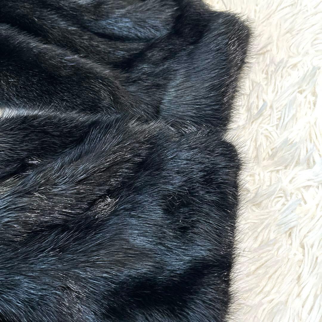 【SAGAMINK サガミンク】ファーコート（フリー）花刺繍　ブラック　銀タグ